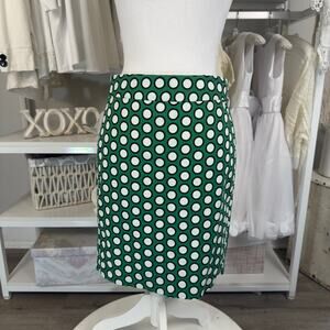 Banana republic petite sz. 4 green skirt, white black polkadot maximalist #3709
